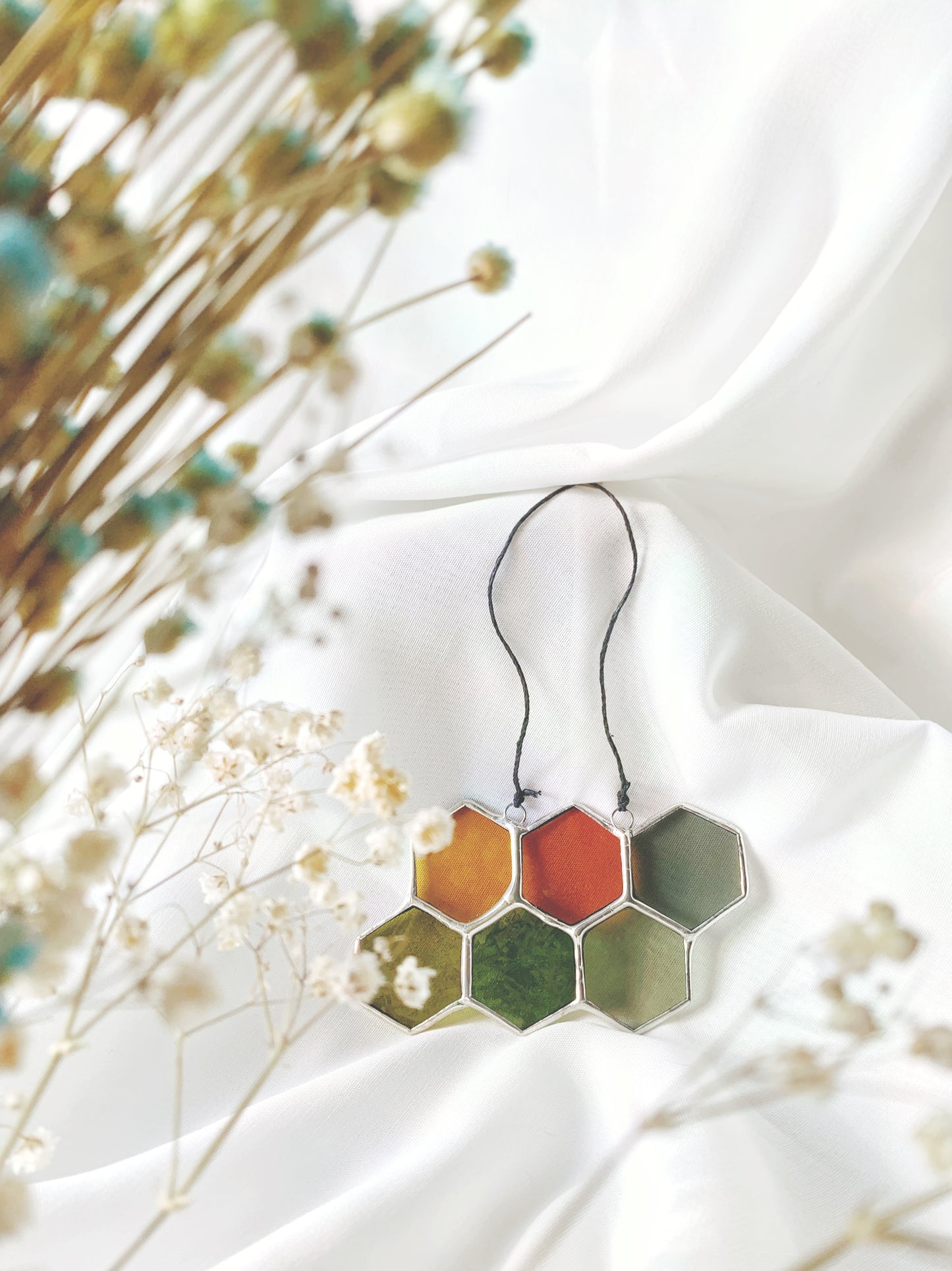 HONEYCOMBS MINI PALETTE - STAINED GLASS - sun catcher - Ready to ship