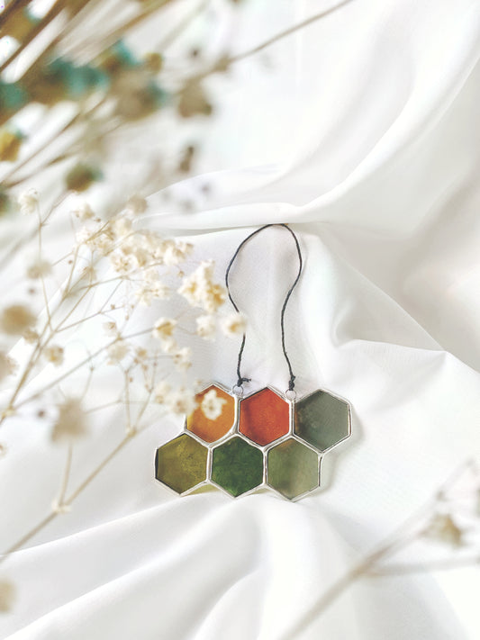 HONEYCOMBS MINI PALETTE - STAINED GLASS - sun catcher - Ready to ship