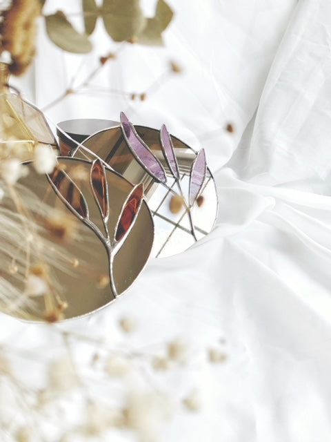 SELF GROWTH - STAINED GLASS MIRROR STATEMENT PIECE - Made to order