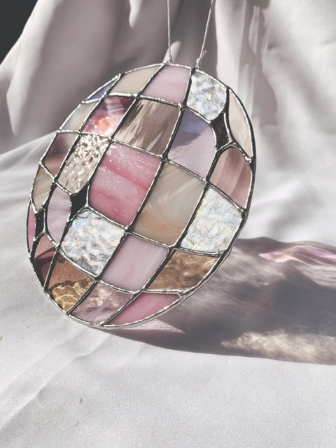 DISCO LUV PINK - STAINED GLASS - statement piece - Ready to ship