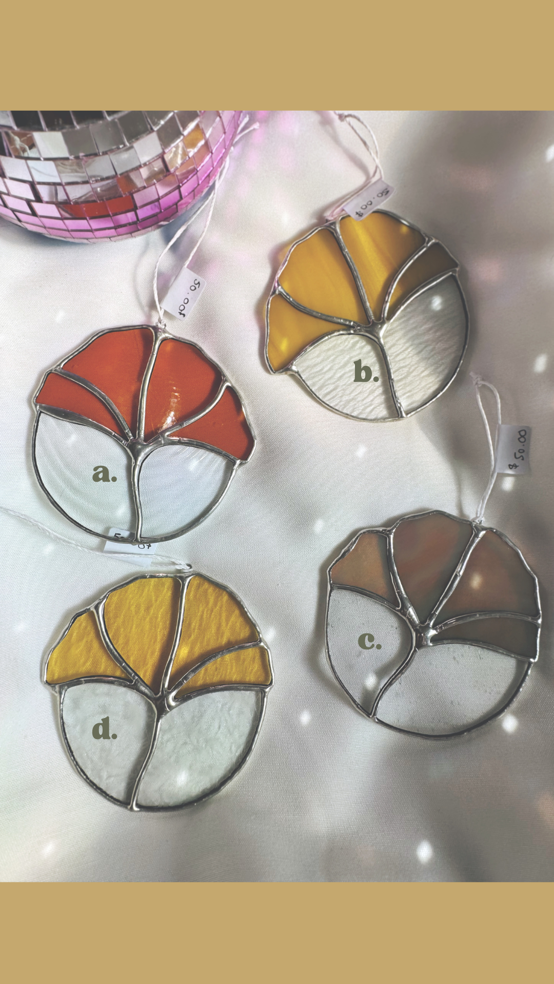 GINKGO LEAF - STAINED GLASS SUNCATCHER - Ready to Ship