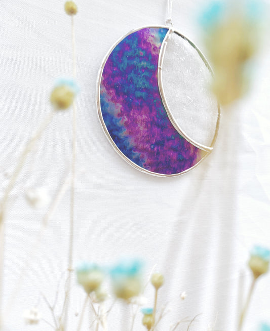 MOON CRESCENT - STAINED GLASS SUNCATCHER - Ready to Ship
