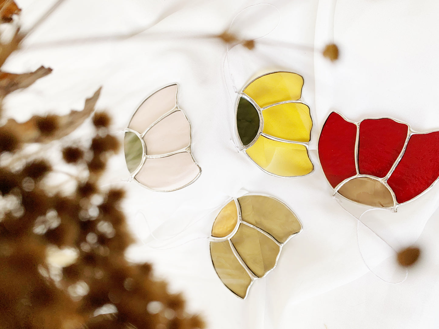 FEUILLE DE GINKGO - SUNCATCHER EN VITRAIL - Fait sur commande